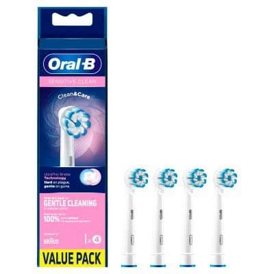 سری یدک مسواک برقی اورال-بی مدل SENSITIVE CLEAN بسته 4 عددی