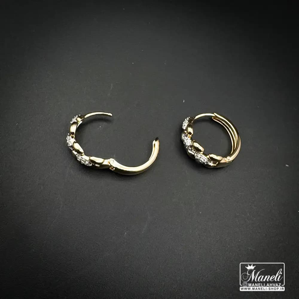 گوشواره ژوپینگ آجری نگین دار | ضدحساسیت — تصویر ۳