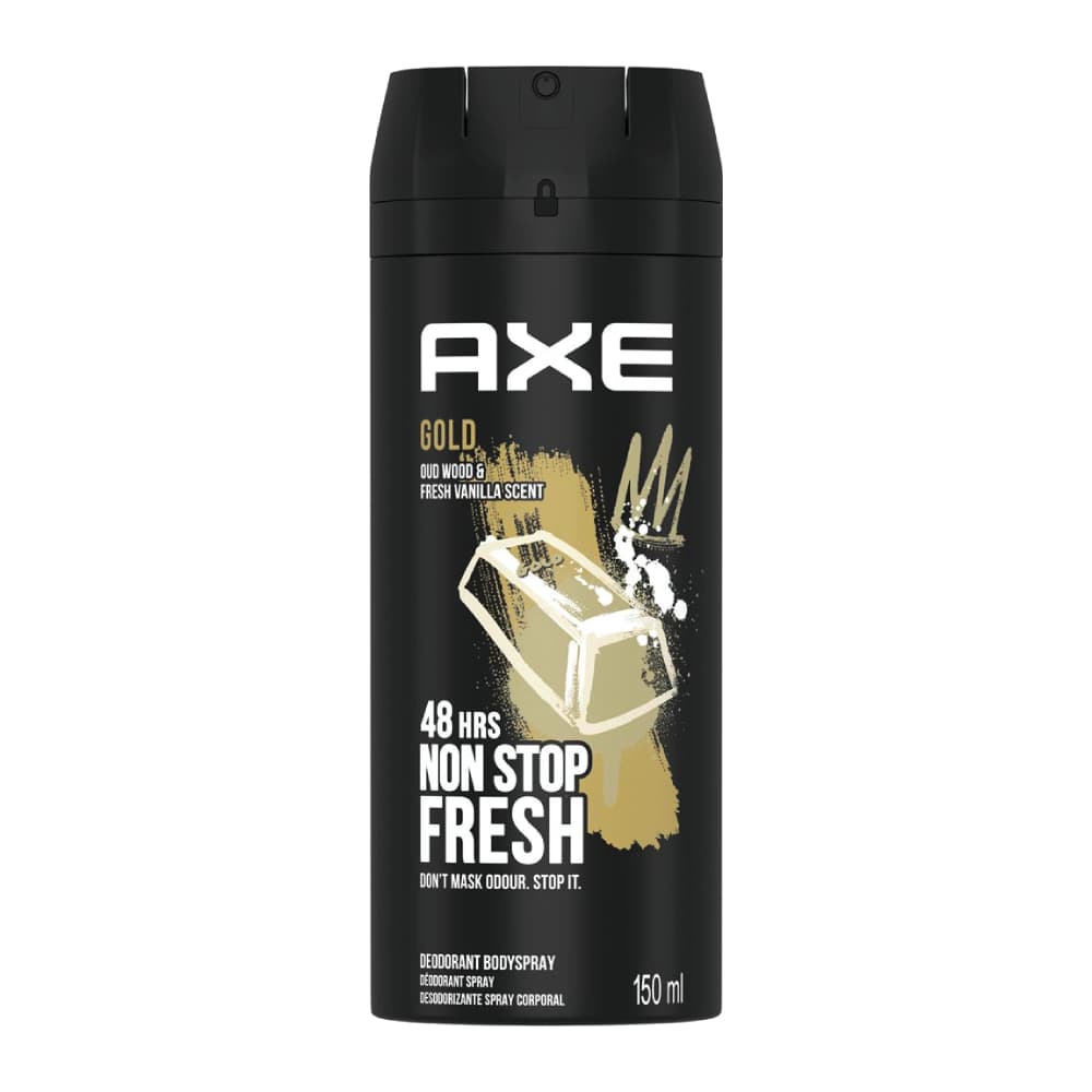 اسپری ضد تعریق مردانه اکس AXE Gold رایحه چوب عود و وانیل حجم 150 میل