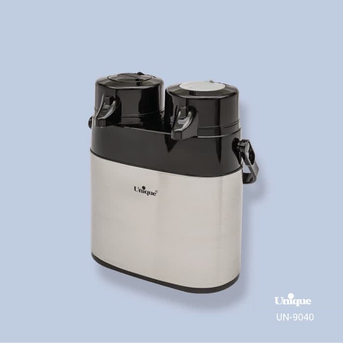 فلاسک دو قلو 1 لیتری استیل شیشه دار یونیک مدل UN-9040