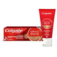خمیر دندان کلگیت Colgate Optic White مناسب بعد از قهوه و چای و سیگار حجم 50 میل