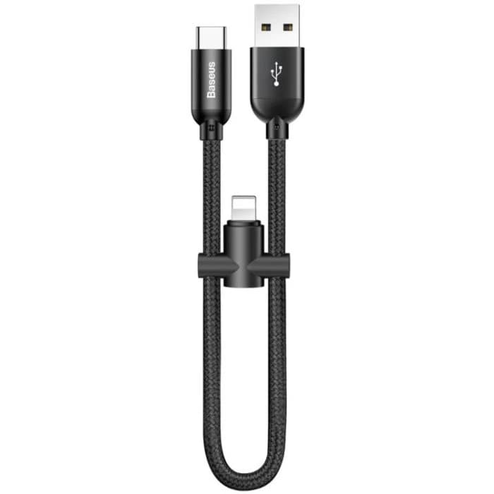 کابل تبدیل USB به USB-C/لایتنینگ باسئوس مدل CALUTC طول 0.23 متر