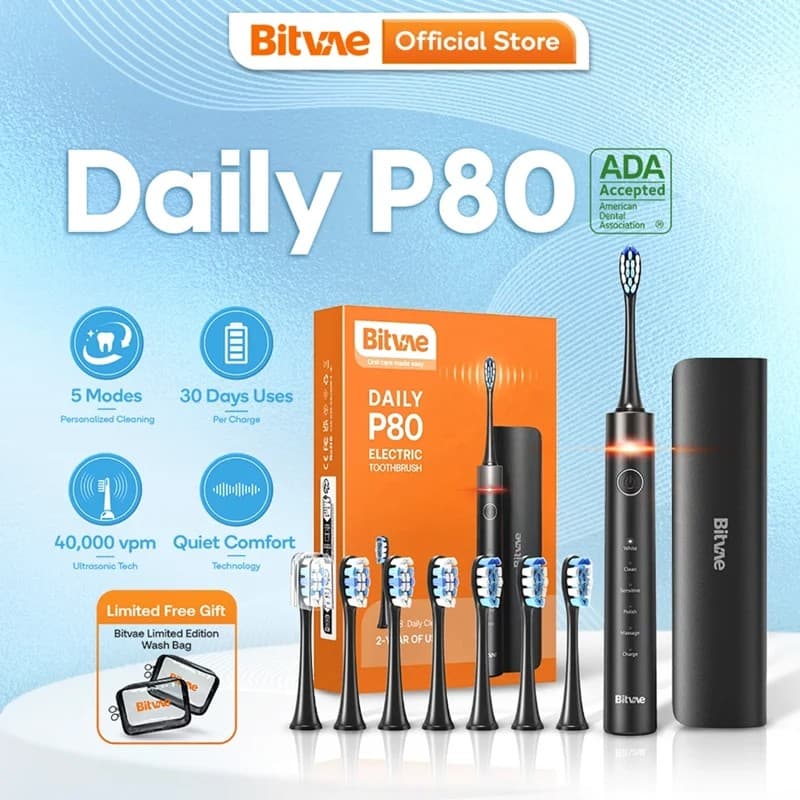 مسواک برقی بیت وی مدل Bitvae P80 Pressure Sensor Electric Toothbrush — تصویر ۲