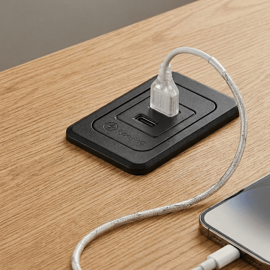 هاب شارژر رومیزی توکار مدل Reva فانتونی N370 با پورت USB و Type-C