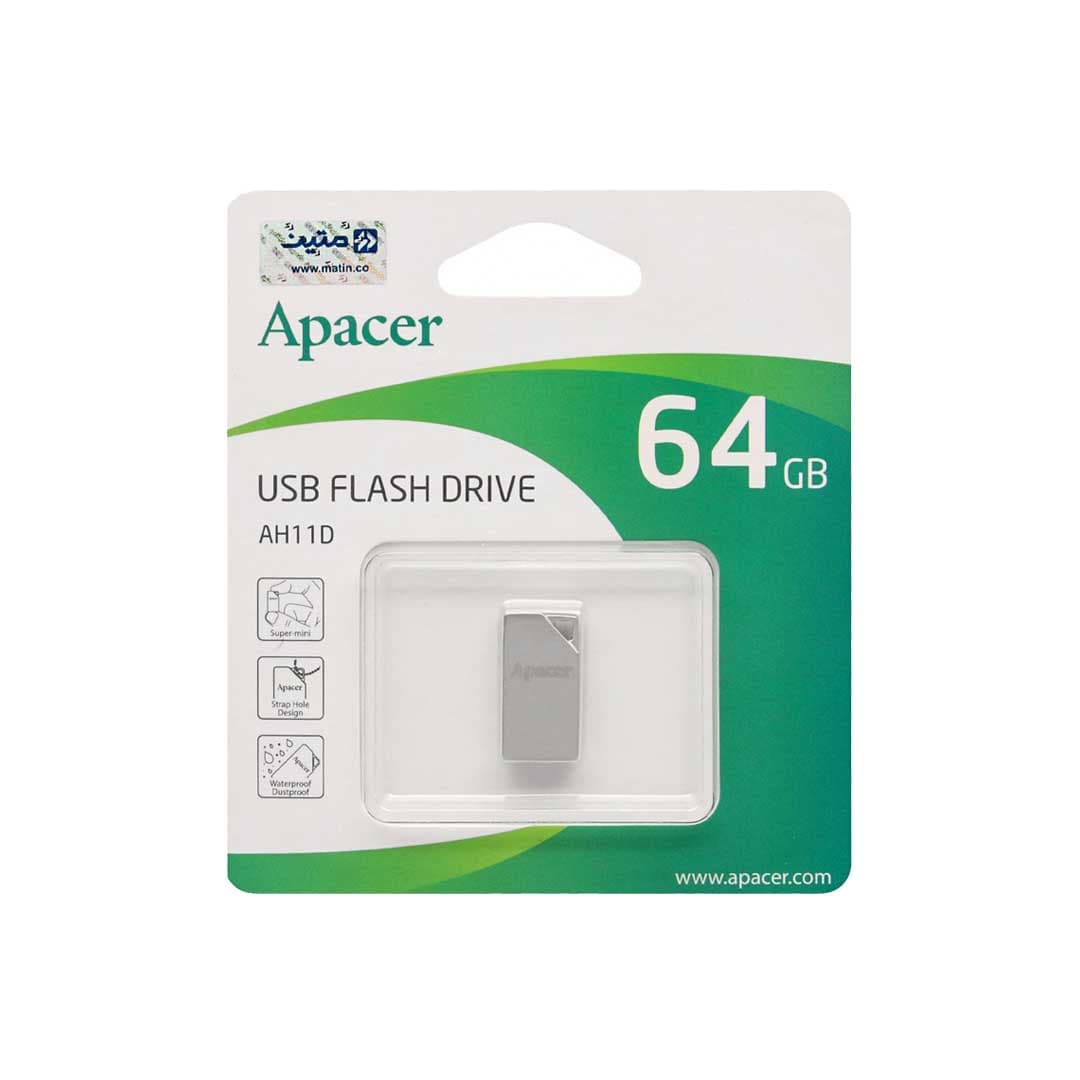 فلش مموری Apacer مدل AH11D USB2.0 با ظرفیت 64 گیگابایت – نقره ای