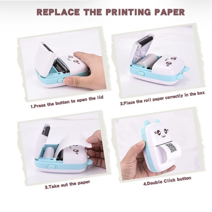 مینی پرینتر حرارتی مدل خرگوشی – مینی پرینتر Printer A8C — تصویر ۳