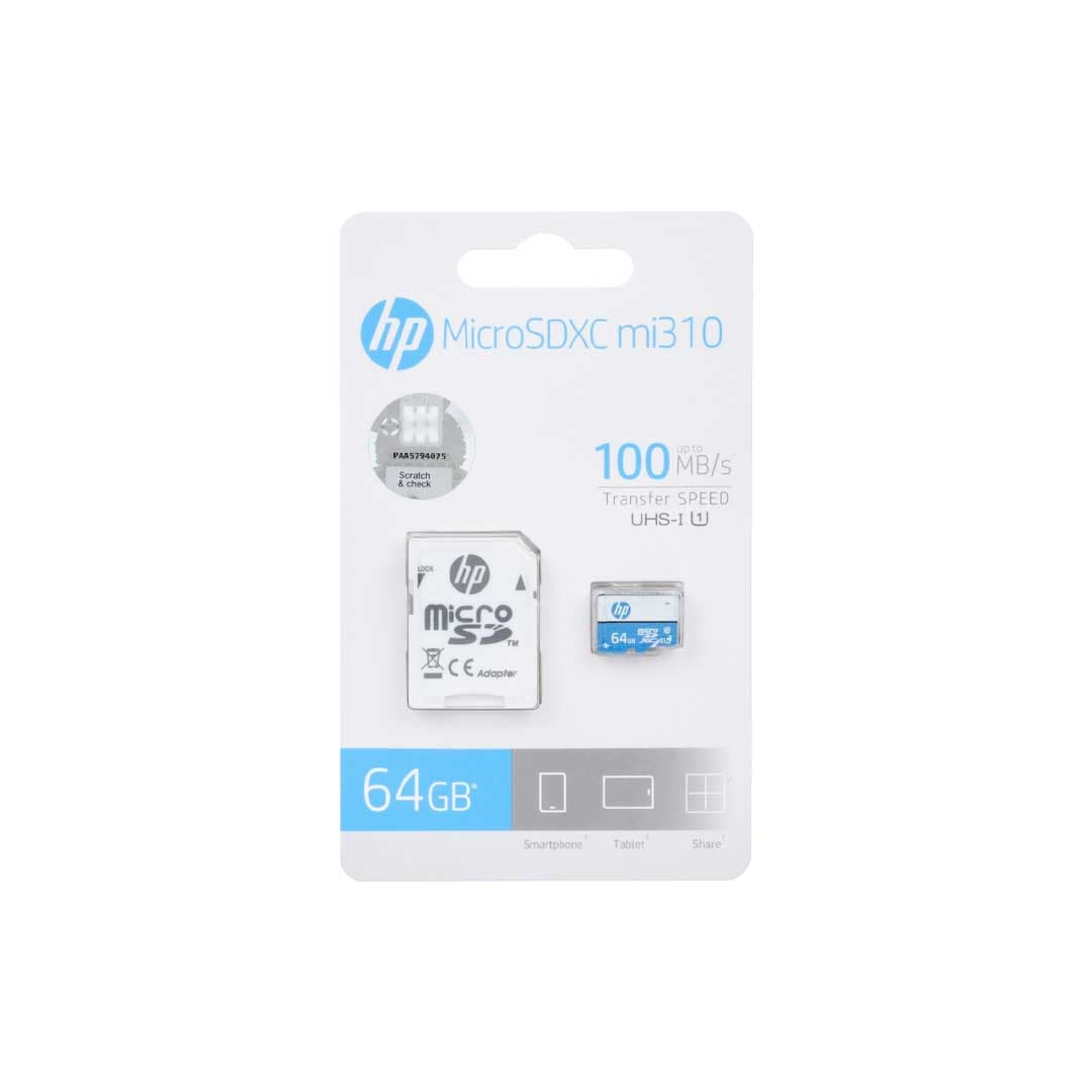 کارت حافظه MicroSDXC اچ پی مدل MI310 کلاس 10 سرعت 100MBps با ظرفیت 64 گیگابایت