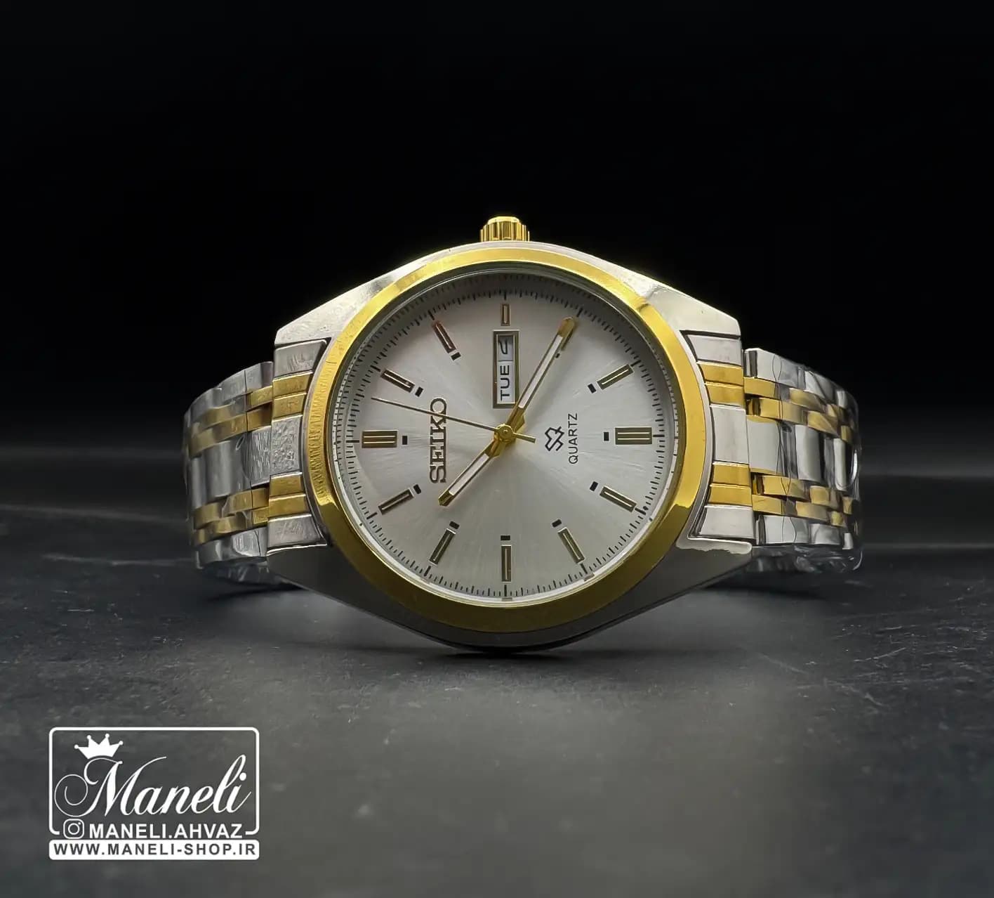 ست ساعت سیکو (SEIKO) زنانه و مردانه سیلور و طلایی قیمت اقتصادی — تصویر ۲