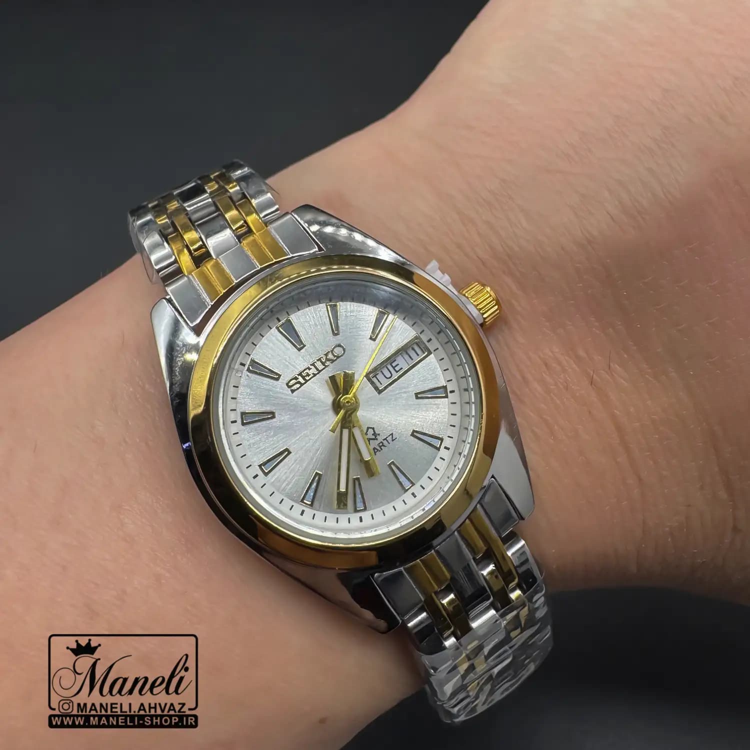 ست ساعت سیکو (SEIKO) زنانه و مردانه سیلور و طلایی قیمت اقتصادی — تصویر ۵
