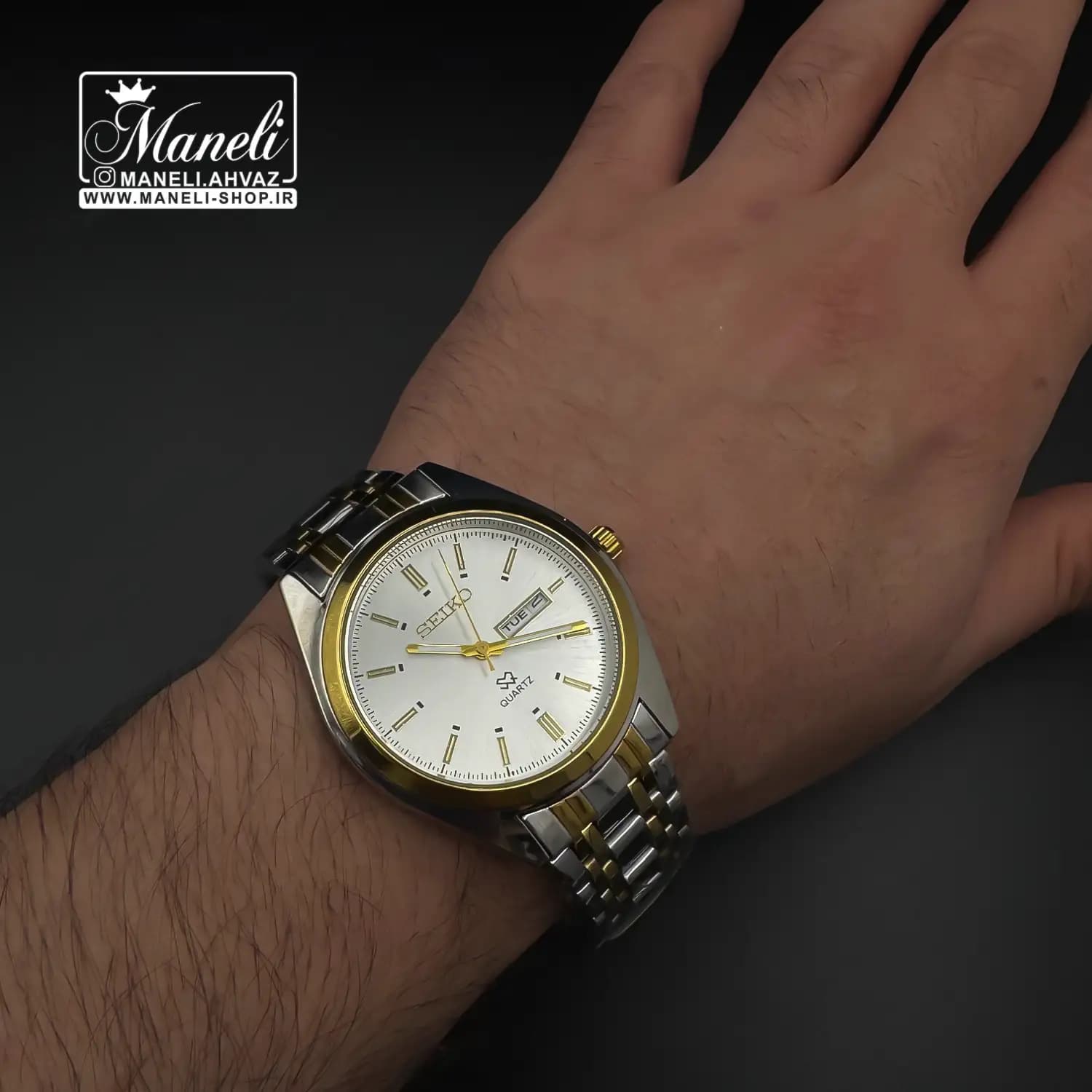 ست ساعت سیکو (SEIKO) زنانه و مردانه سیلور و طلایی قیمت اقتصادی — تصویر ۳