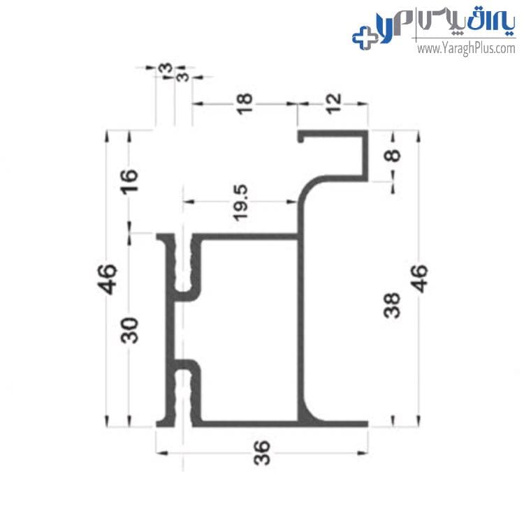 دستگیره شاخه‌ای مخفی L فرم کمدی 3 متری فانتونی L221 – L222 – L223 – L224 — تصویر ۲