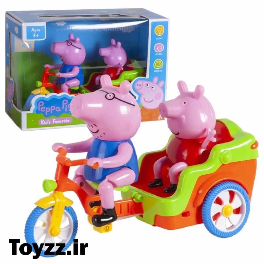 اسباب بازی موزیکال و چراغدار طرح سه چرخه پپا خوکه مدل Daddy Pigs Tricycle
