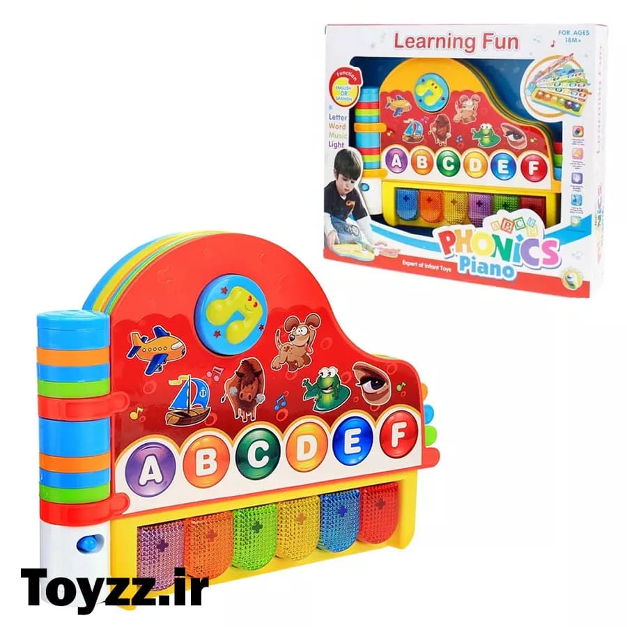 اسباب بازی پیانو اموزش زبان موزیکال و چراغدار برند Five Star مدل LEARNING FUN PHONICS PIANO