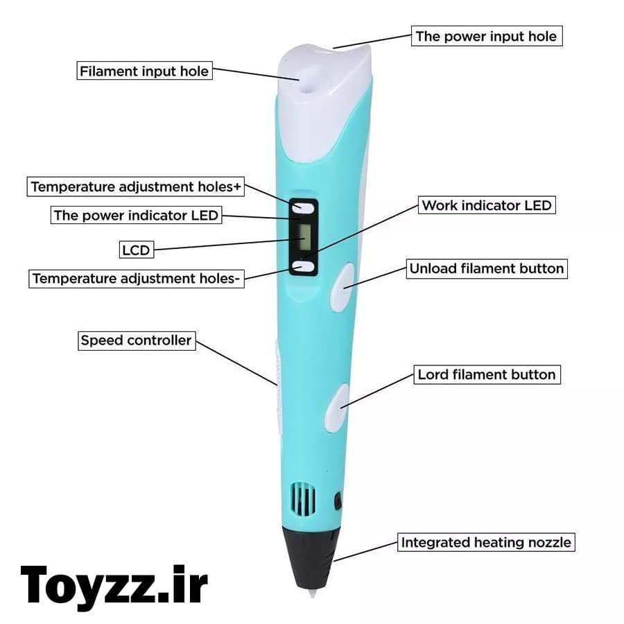 قلم طراحی سه بعدی اصلی مدل 3D printing pen 2 — تصویر ۳