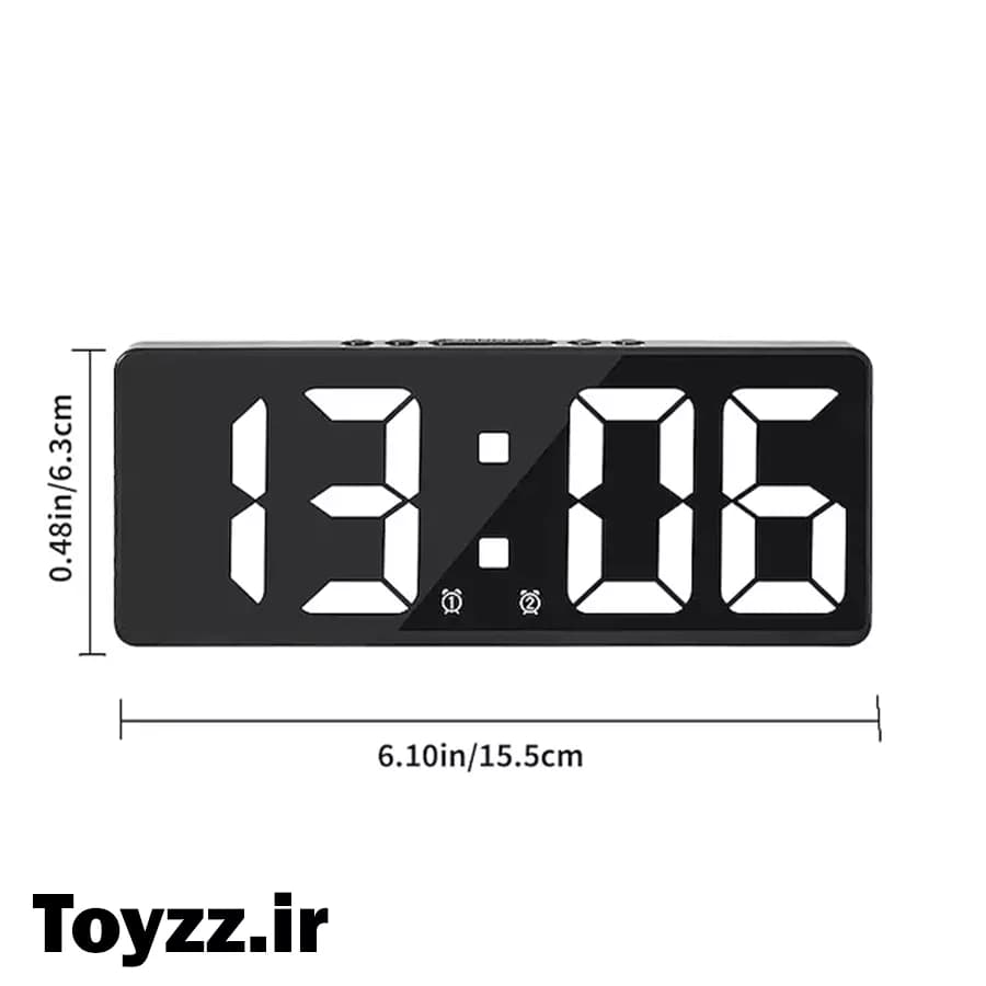 ساعت رومیزی دیجیتال مدل LED DIGITAL CLOCK دارای سنسور صدا نمایش تاریخ دماسنج و دو زمان زنگ بیداری — تصویر ۴