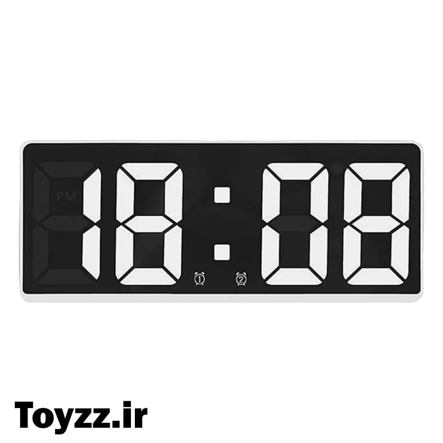 ساعت رومیزی دیجیتال مدل LED DIGITAL CLOCK دارای سنسور صدا نمایش تاریخ دماسنج و دو زمان زنگ بیداری — تصویر ۲