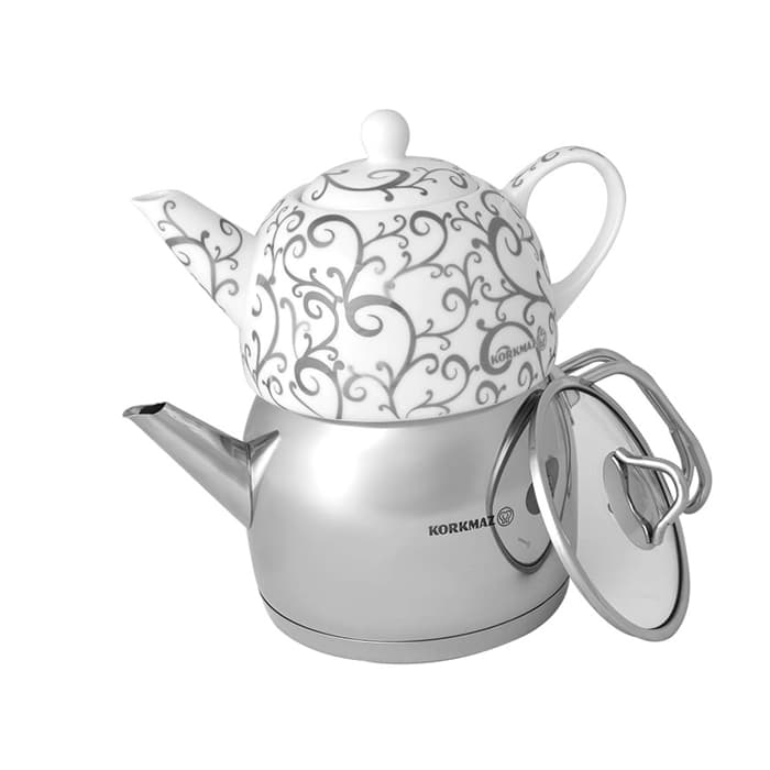 کتری قوری کرکماز مدل پرویتا قوری چینی و کتری براق