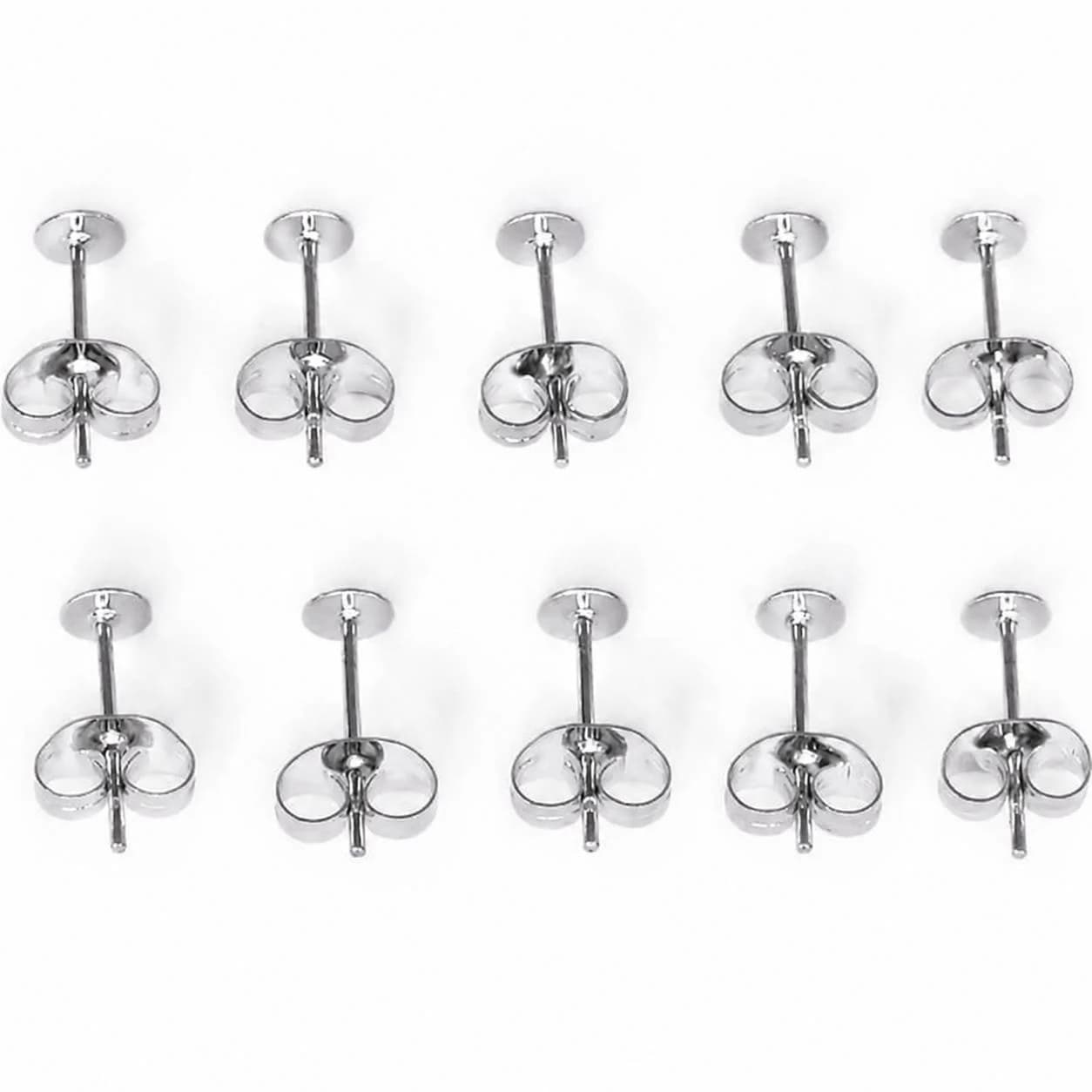 سوزن گوشواره سوزنی استیل ضد حساسیت نقره ای بسته 10