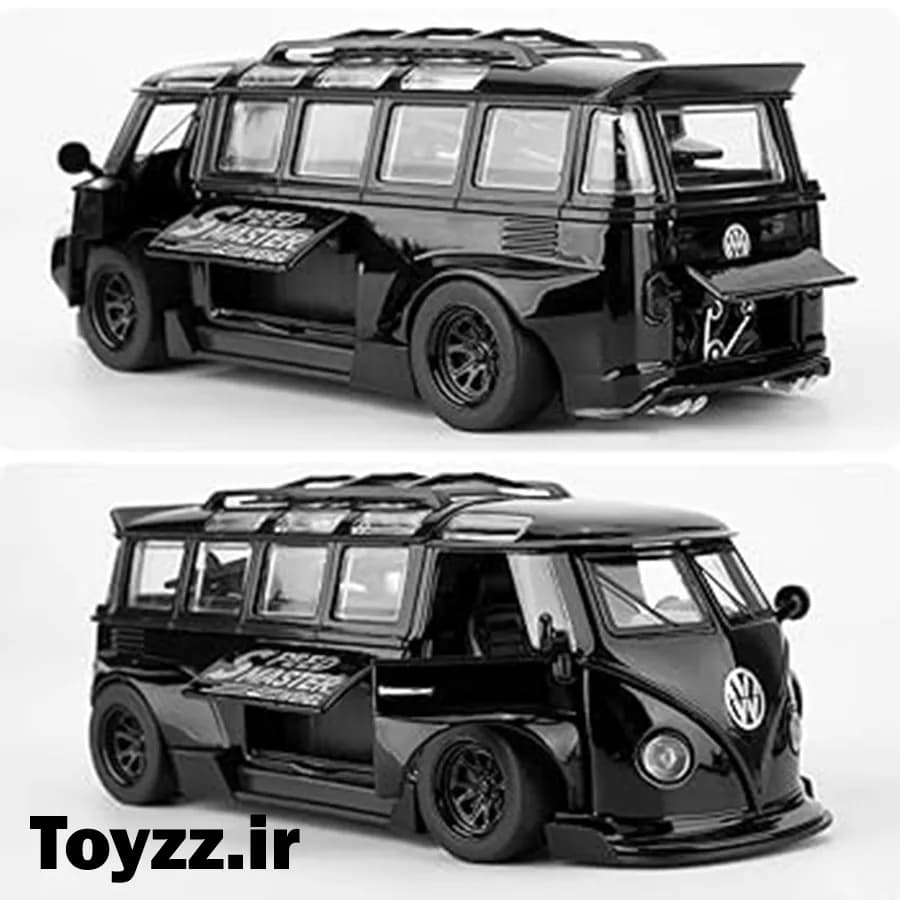 ماکت ماشین فلزی طرح فولکس واگن مدل Volkswagen Bus Transporter مشکی — تصویر ۵