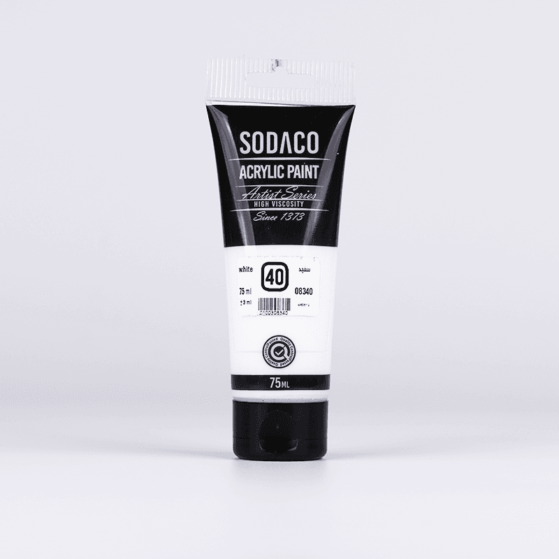 رنگ اکریلیک تیوبی سوداکو مدل ساده سفید 75 میل