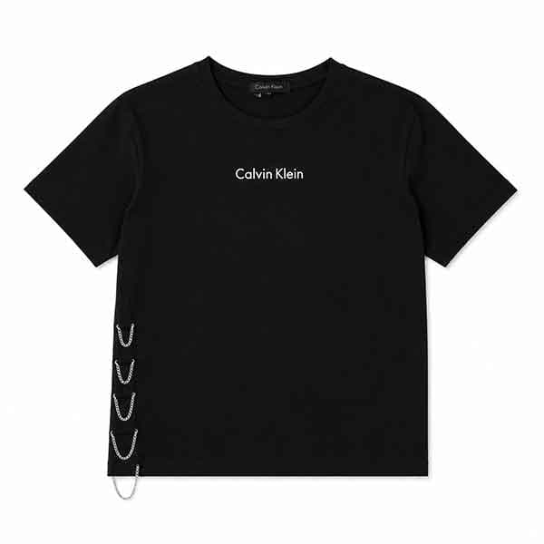 تیشرت مشکی زنانه Calvin Klein مدل بغل چاک نگین دار
