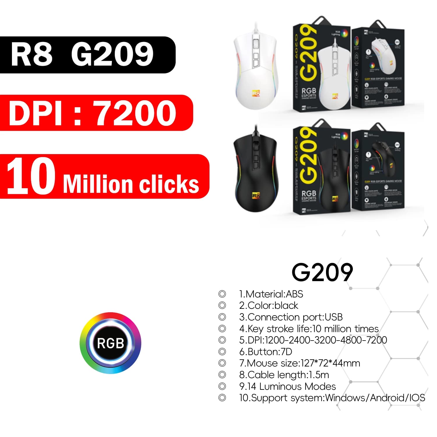 ماوس گیمینگ آر هشت مدل R8-G209 — تصویر ۸