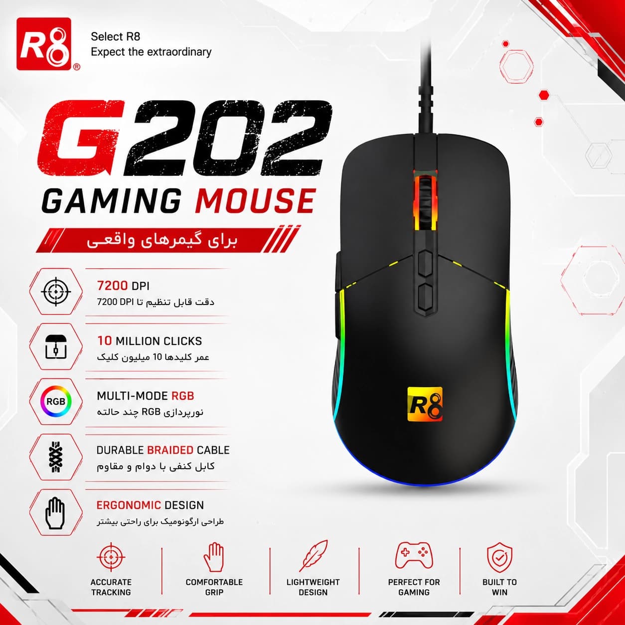 ماوس گیمینگ آر هشت مدل R8-G202 — تصویر ۵