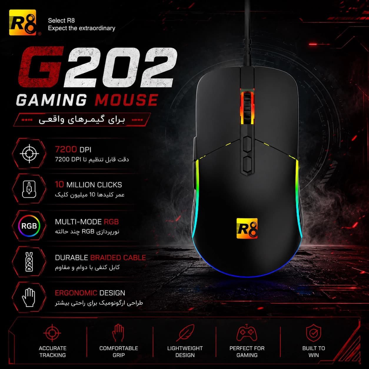 ماوس گیمینگ آر هشت مدل R8-G202 — تصویر ۴