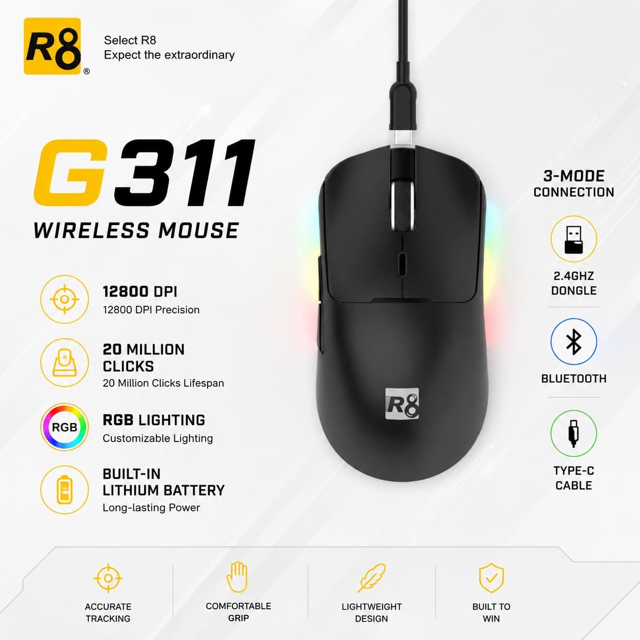 ماوس گیمینگ آر هشت مدل R8-G311 — تصویر ۵