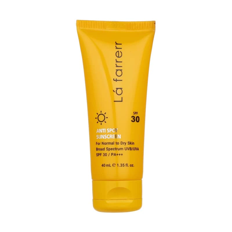 کرم ضدآفتاب و ضد لک بی رنگ لافارر مدل SPF 30 مناسب پوست های خشک و معمولی 40میل(انقضا 1406)