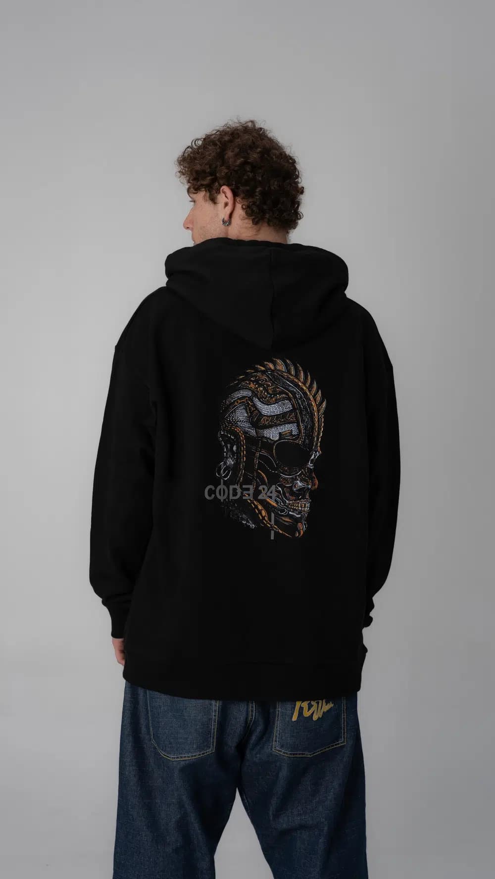 هودی مشکی مردانه طرح اسکلت Anger Hoodie سایز L — تصویر ۴