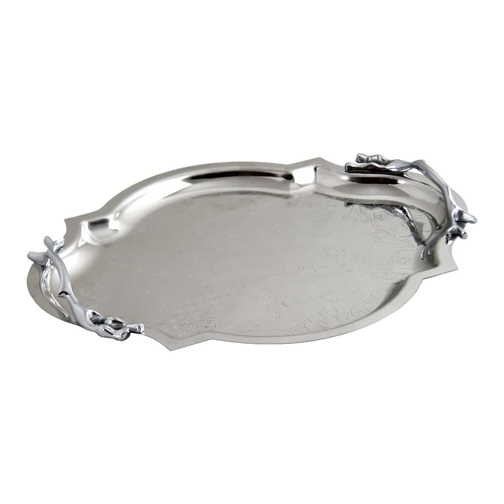 سينی پذیرایی مدل بیضی گوشه دار بزرگ استیل براق کد SS-80085