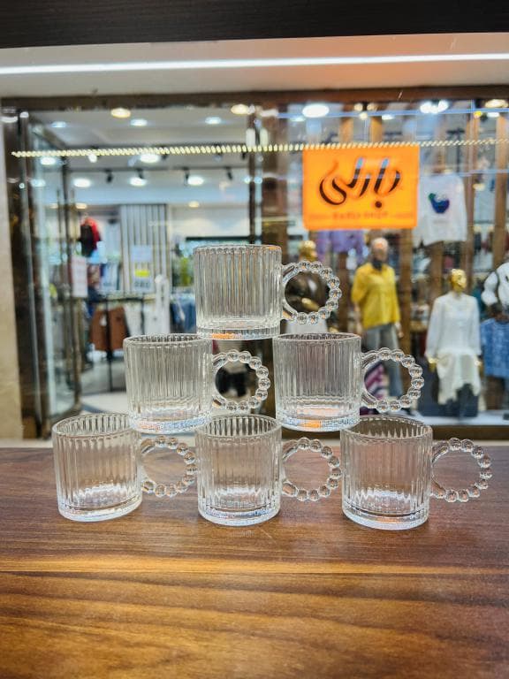فنجان شیار دار دسته مرواریدی Q6638-6