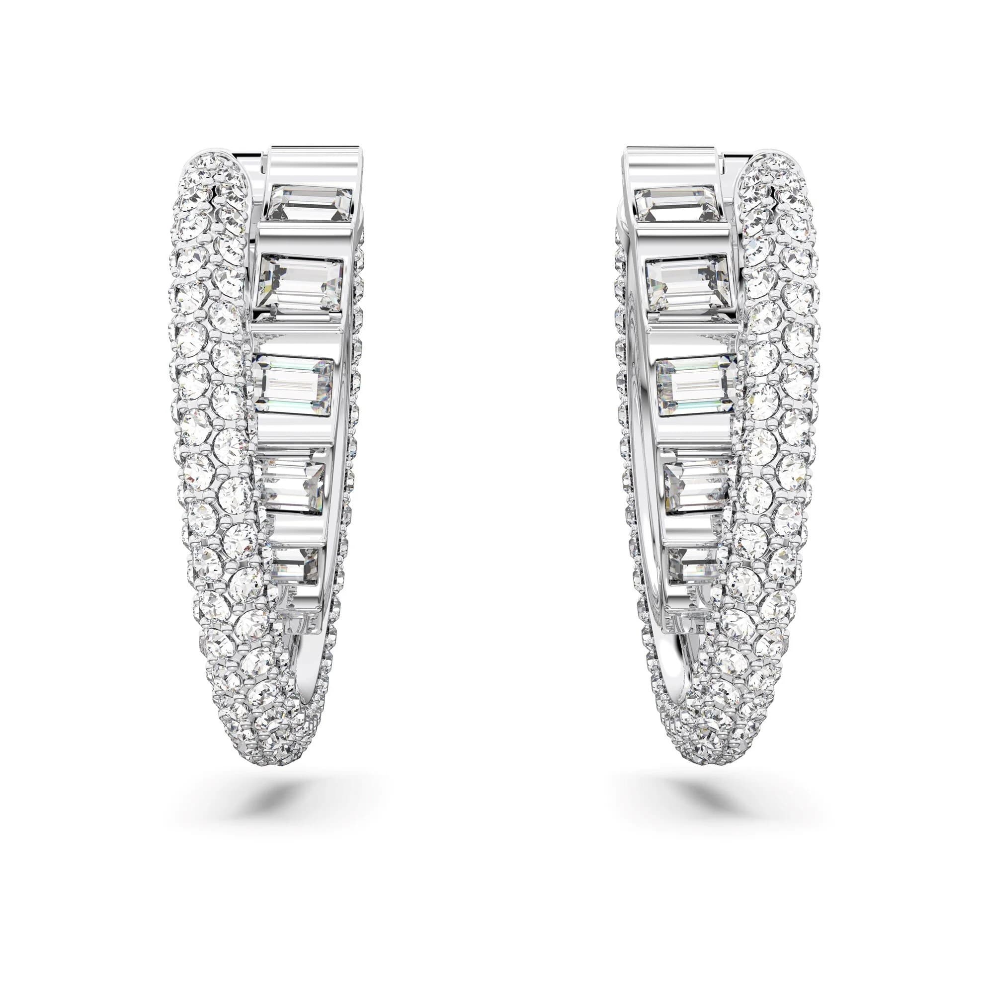 گوشواره سفید سواروسکی اورجینال Swarovski Rota hoop earrings 5623483 — تصویر ۴