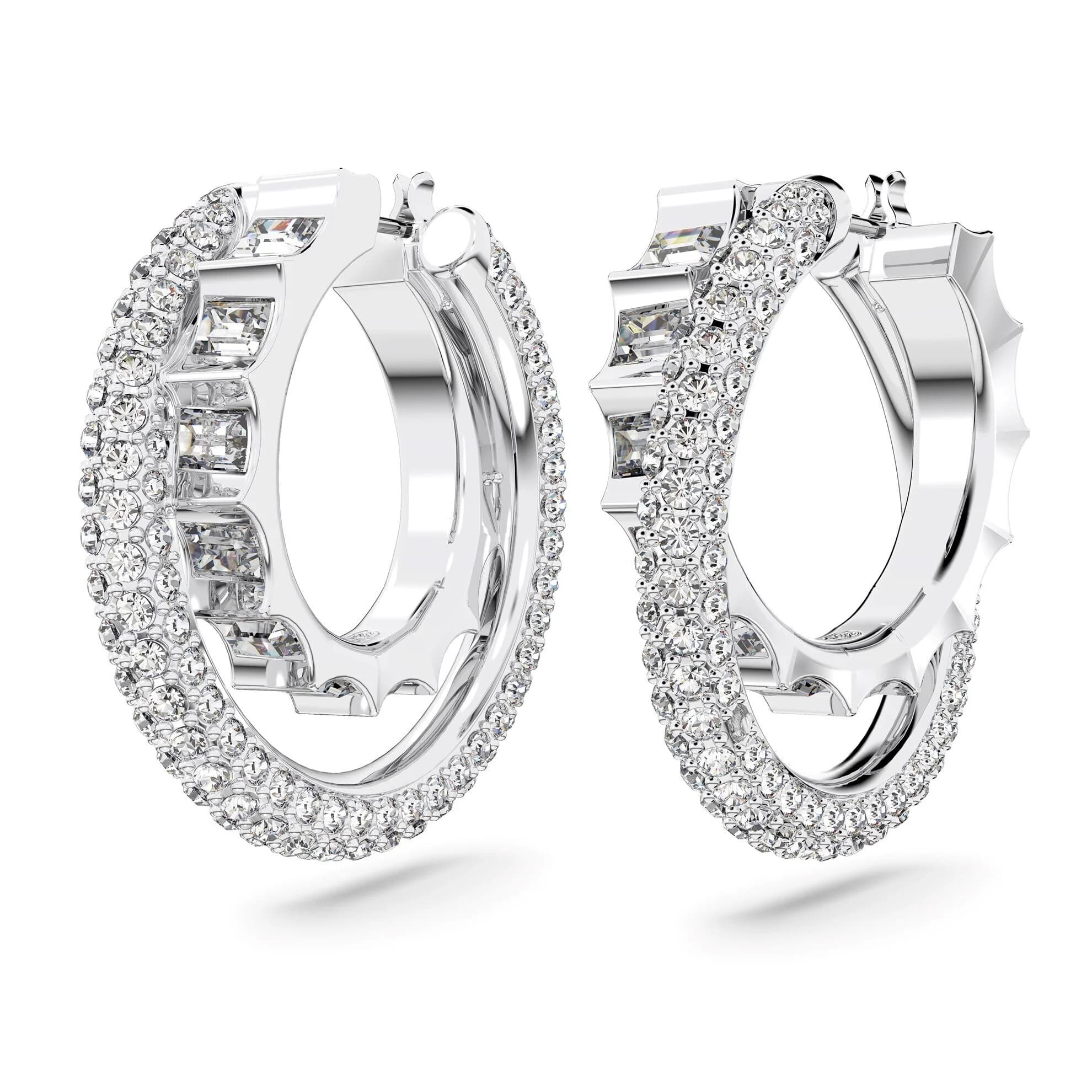 گوشواره سفید سواروسکی اورجینال Swarovski Rota hoop earrings 5623483 — تصویر ۶