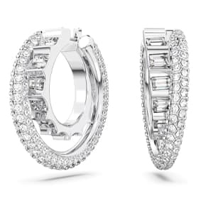 گوشواره سفید سواروسکی اورجینال Swarovski Rota hoop earrings 5623483