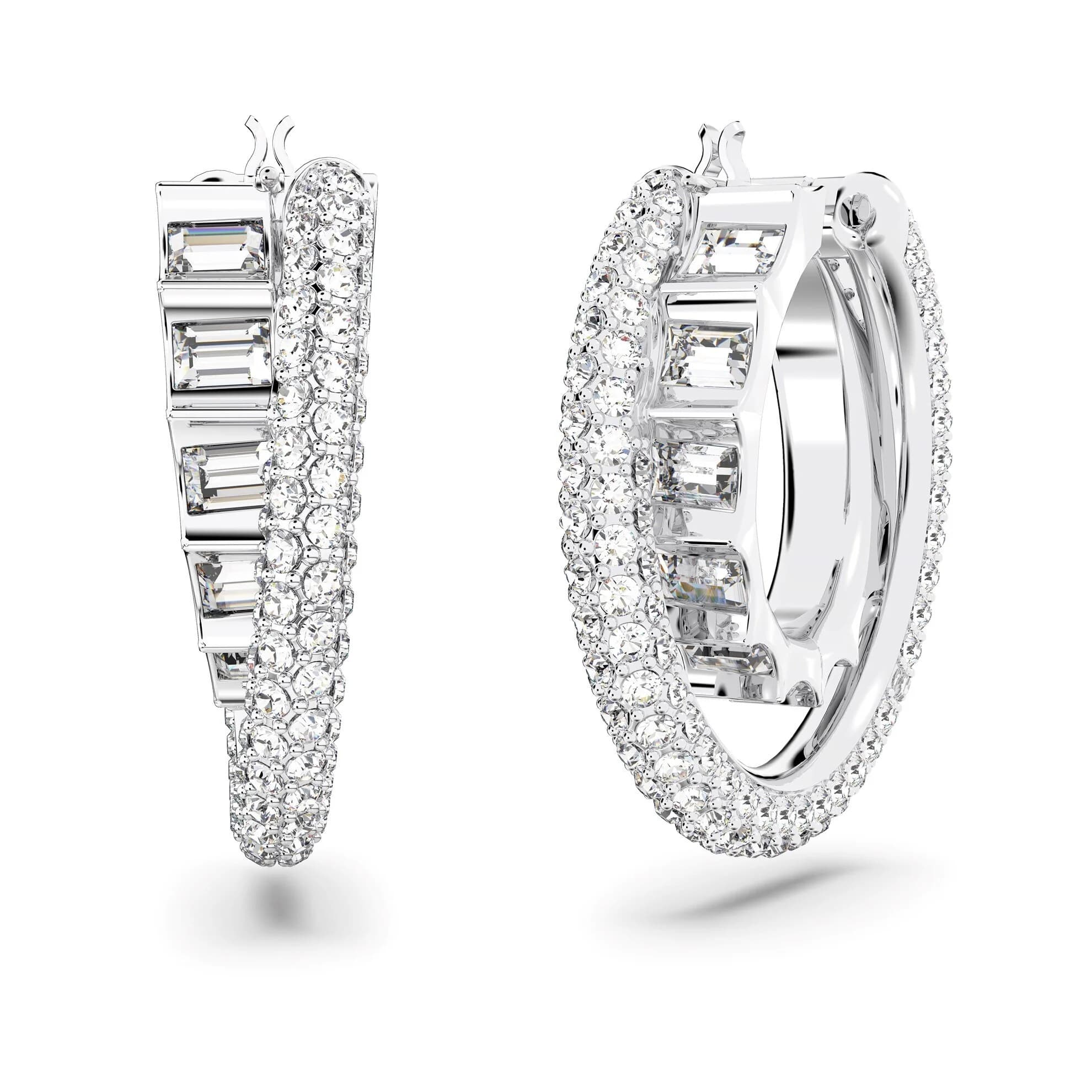 گوشواره سفید سواروسکی اورجینال Swarovski Rota hoop earrings 5623483 — تصویر ۵