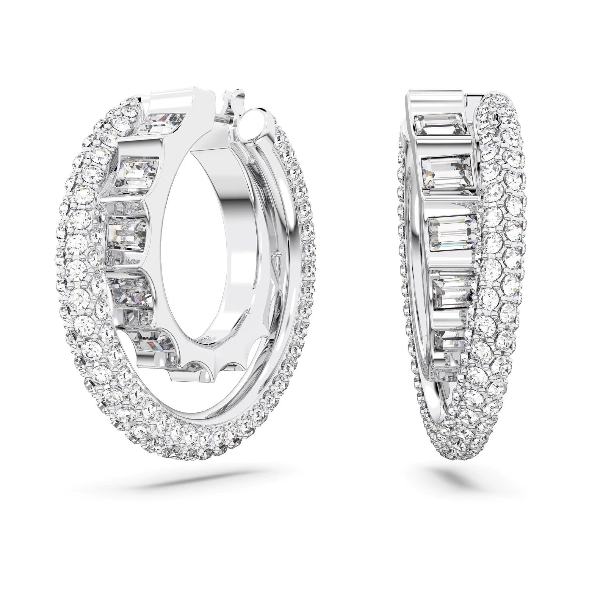گوشواره سفید سواروسکی اورجینال Swarovski Rota hoop earrings 5623483 — تصویر ۳