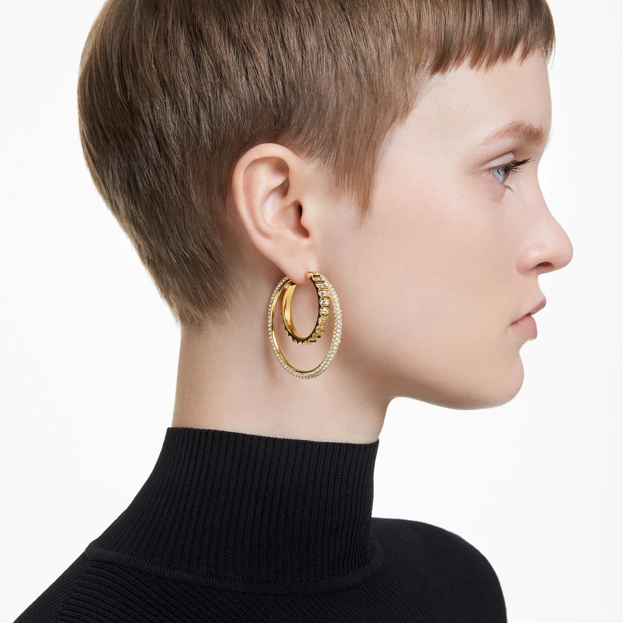 گوشواره طلایی سواروسکی اورجینال Swarovski Rota hoop earrings 5629906 — تصویر ۲