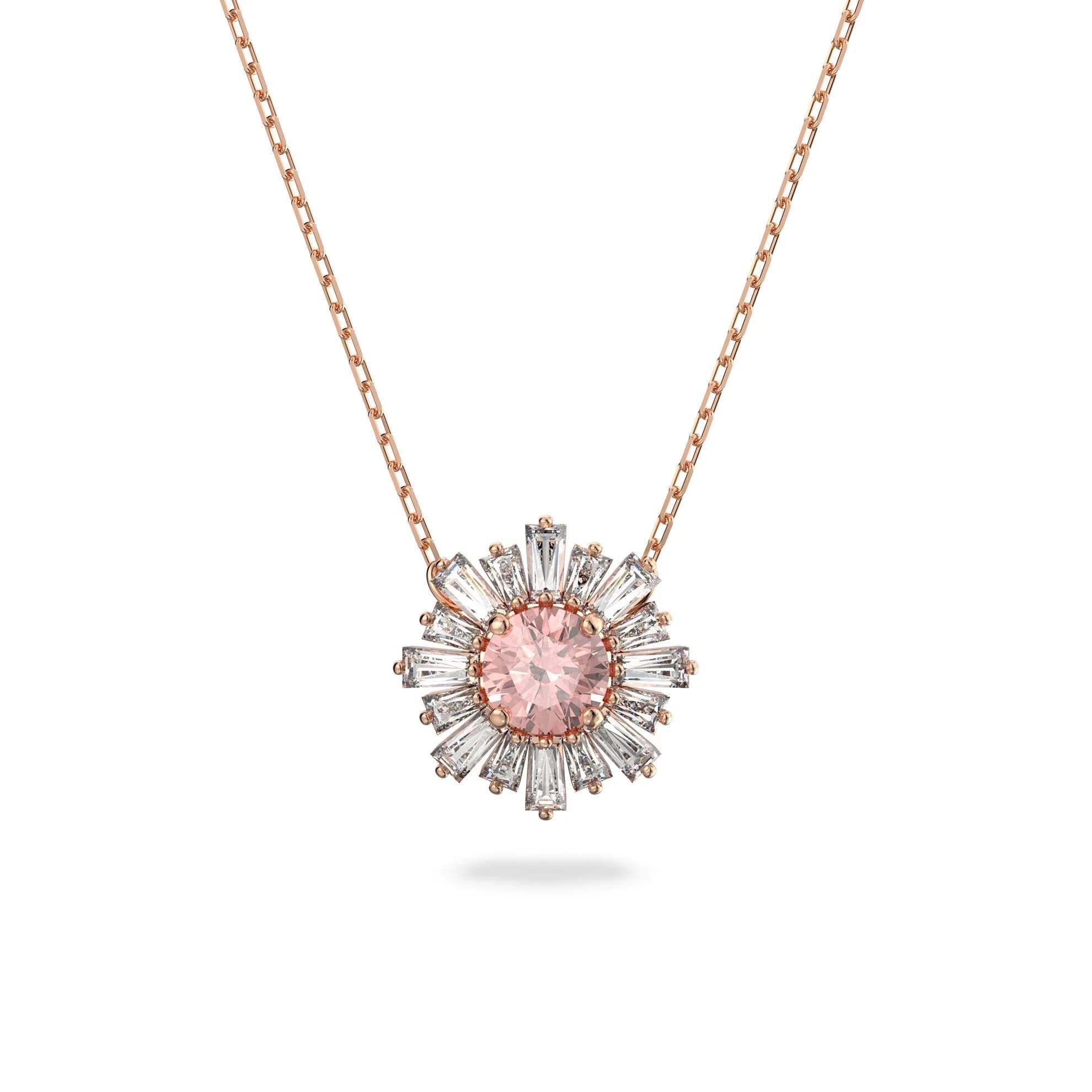 گردنبند صورتی سواروسکی اورجینال Swarovski Sunshine Kolye 5642961 — تصویر ۳