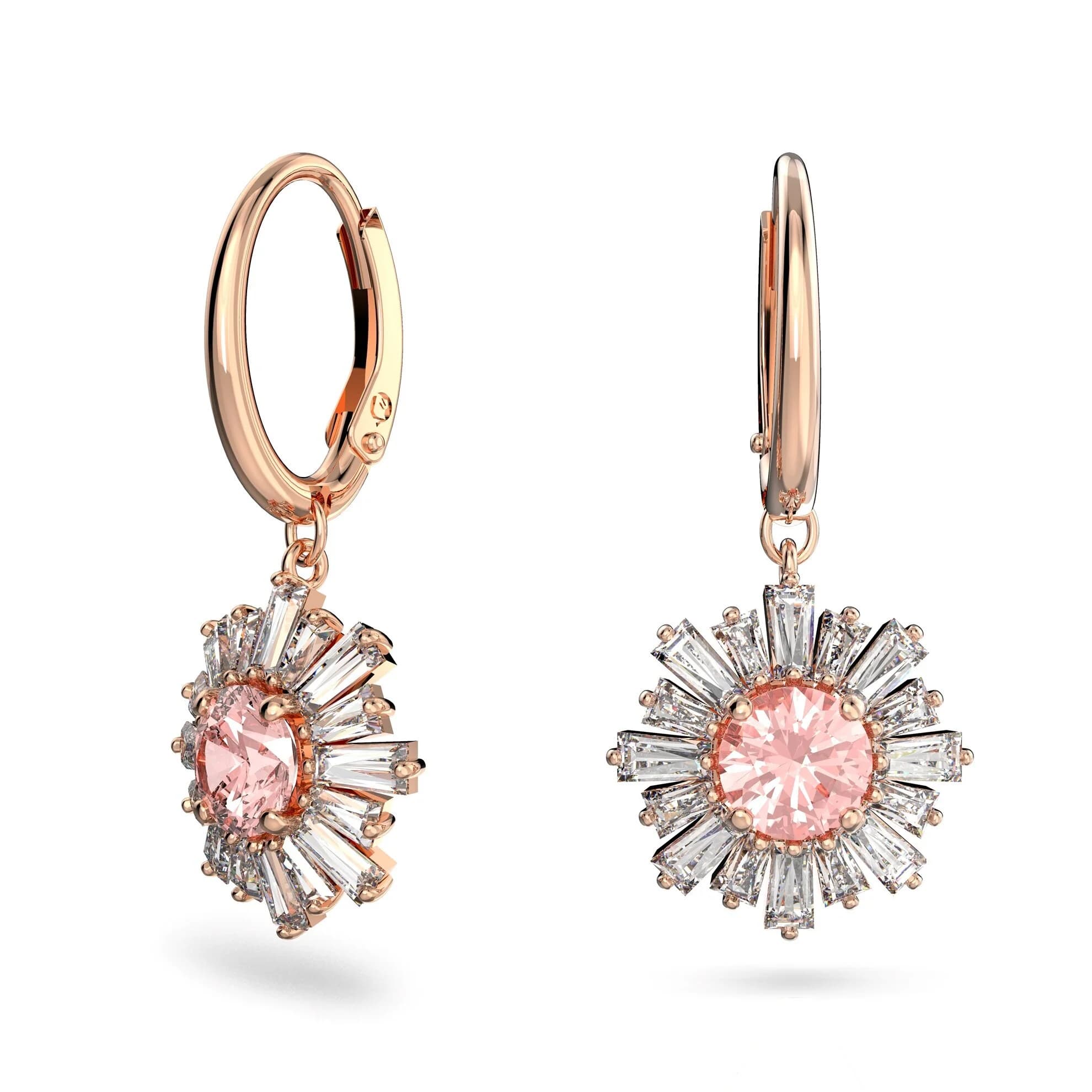 گوشواره صورتی سواروسکی اورجینال Swarovski Sunshine damla küpeler 5642965 — تصویر ۳
