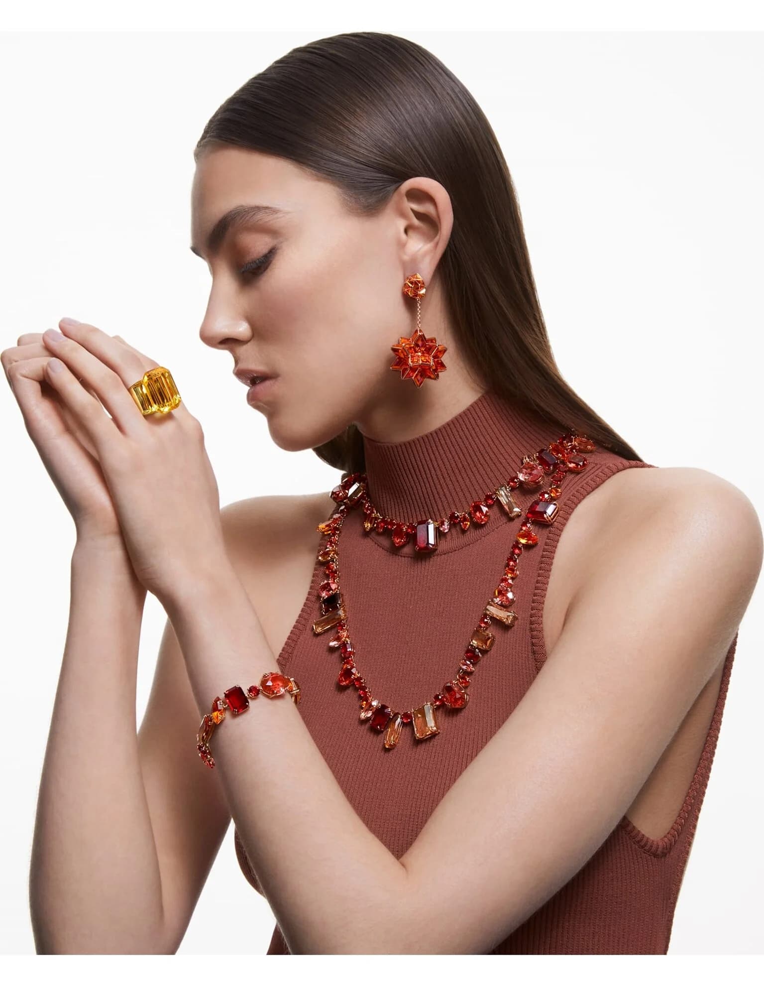 انگشتر طلایی سواروسکی اورجینال Swarovski Lucent cocktail ring — تصویر ۷