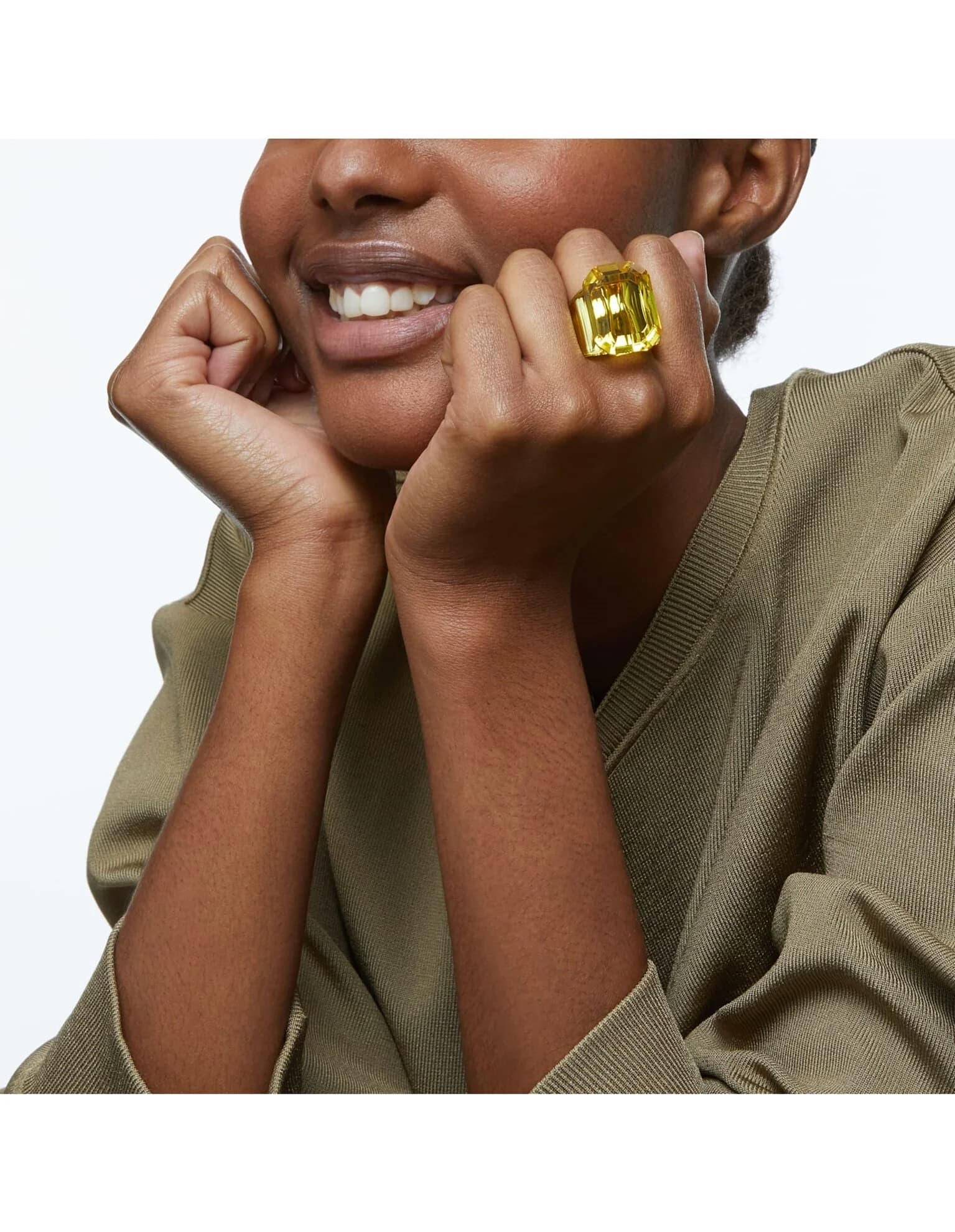 انگشتر طلایی سواروسکی اورجینال Swarovski Lucent cocktail ring — تصویر ۶