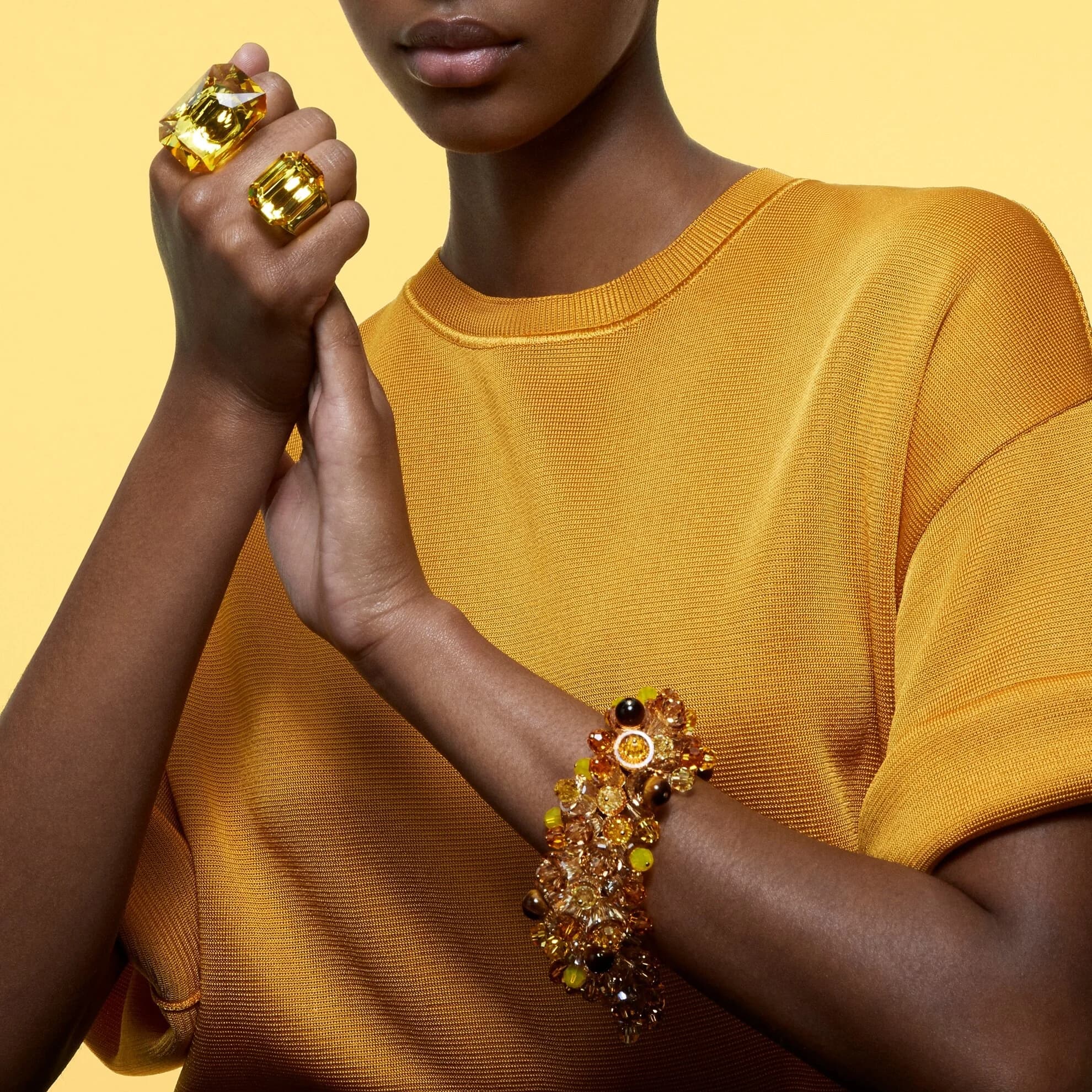 انگشتر طلایی سواروسکی اورجینال Swarovski Lucent cocktail ring — تصویر ۵