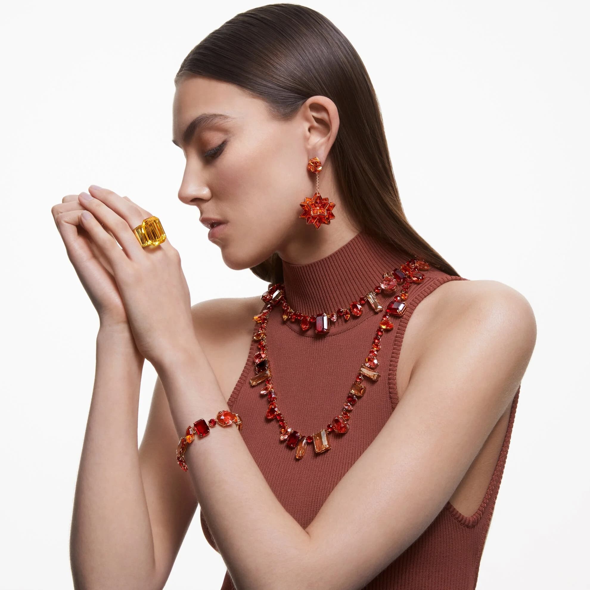انگشتر طلایی سواروسکی اورجینال Swarovski Lucent cocktail ring — تصویر ۸