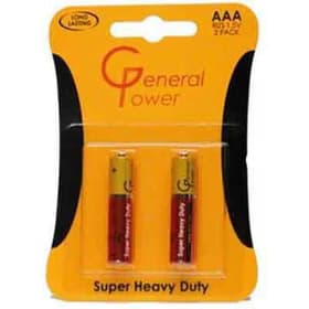باطری نیم‌قلمی (AAA) دو‌تایی کارتی GENERAL POWER | فروش فقط حضوری در فروشگاه سفید رایانه اهواز