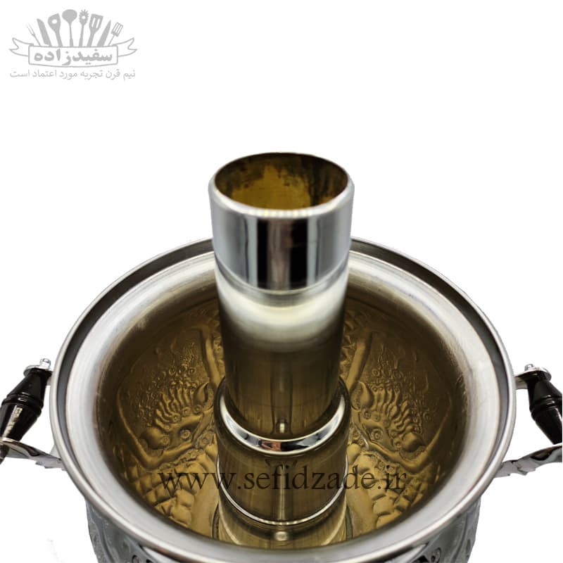 سماور گازی شاهکار مدل کره ای قلمزده گل 12 لیتری — تصویر ۴