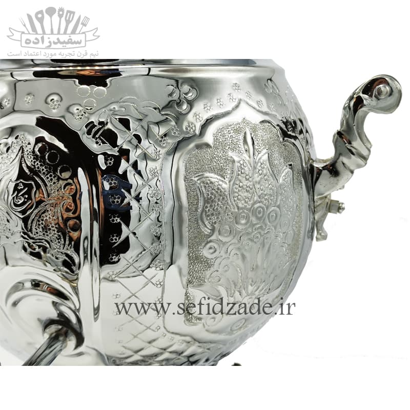 سماور گازی شاهکار مدل کره ای قلمزده گل 12 لیتری — تصویر ۳
