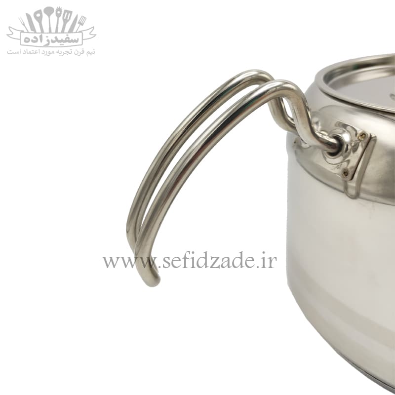 کتری و قوری لوله دار دستی لوکس دسته استیل 3 لیتری — تصویر ۵