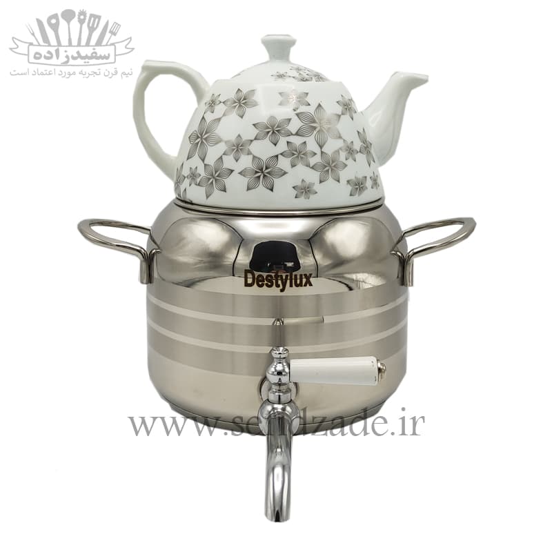 کتری و قوری استیل دستی لوکس دسته استیل 3 لیتری